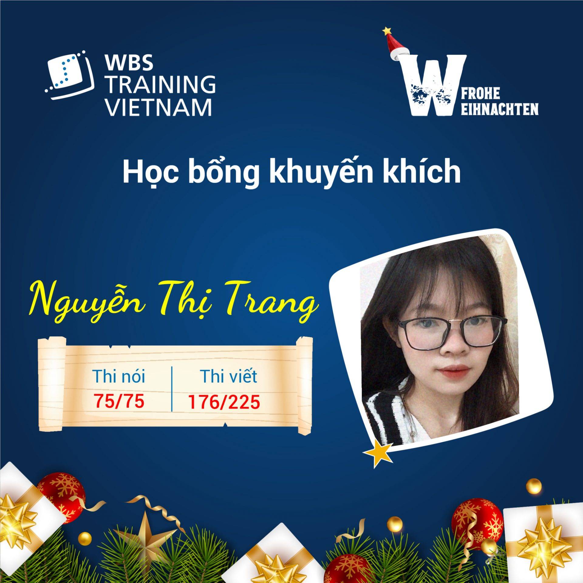 Học viên Nguyễn Thị Trang đỗ bằng B1 sau khoảng thời gian học tập tại WBS