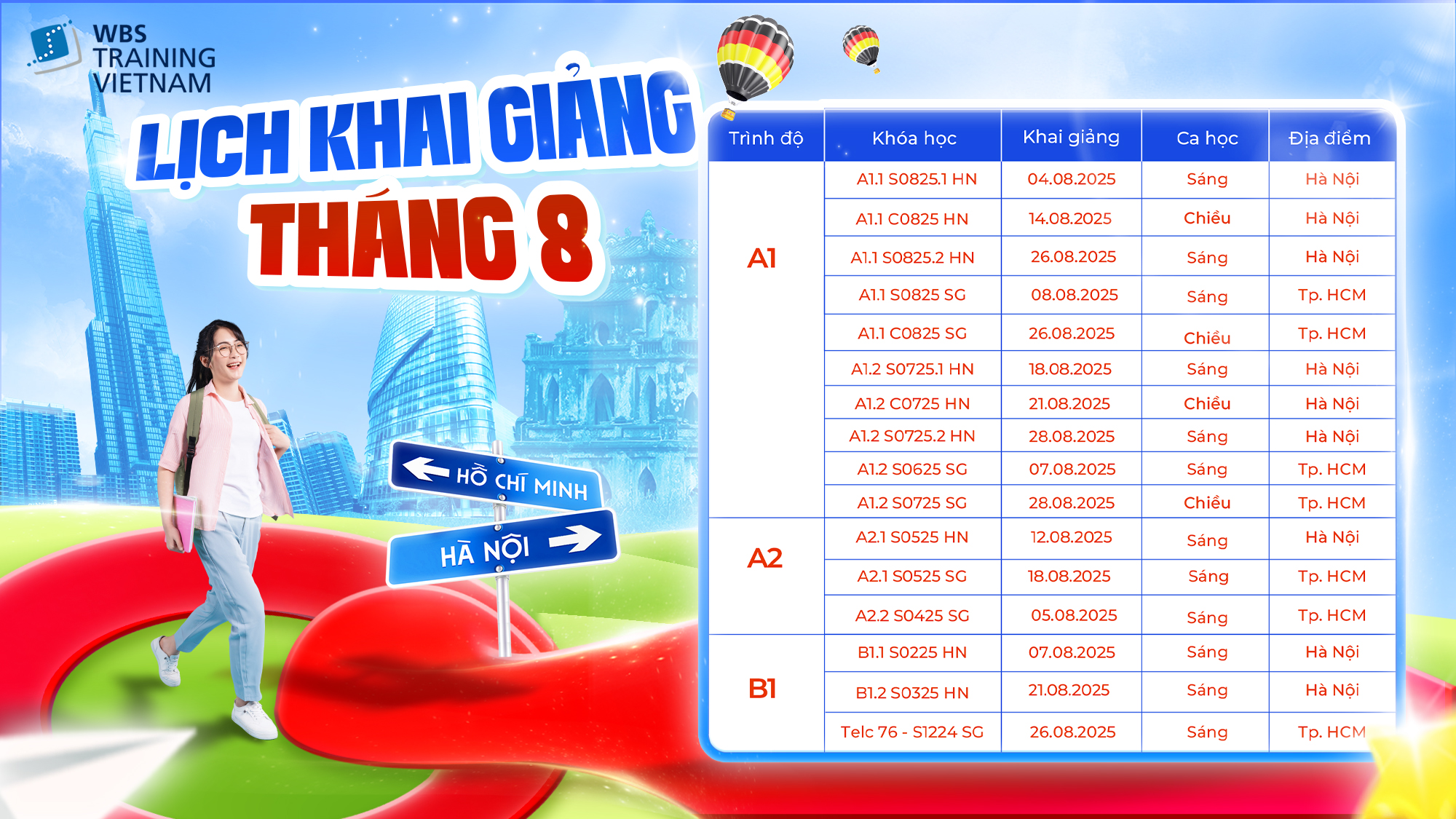 Lịch khai giảng tháng 8 của WBS