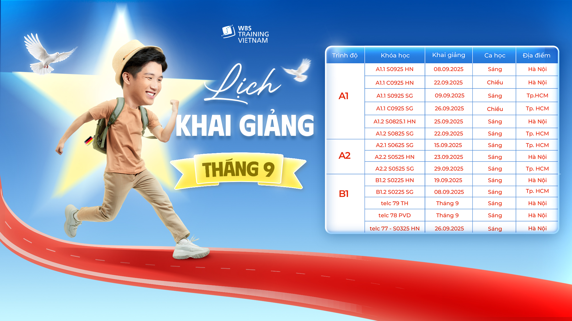 Lịch khai giảng tháng 9 của WBS Training Vietnam
