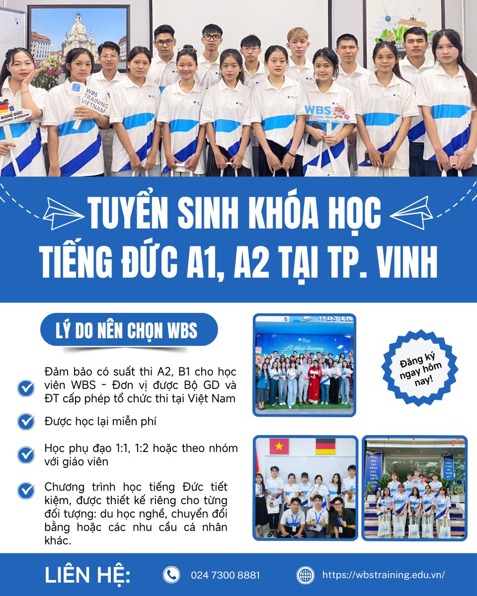 Tuyển sinh khóa học tiếng Đức A1, A2 tại TP Vinh