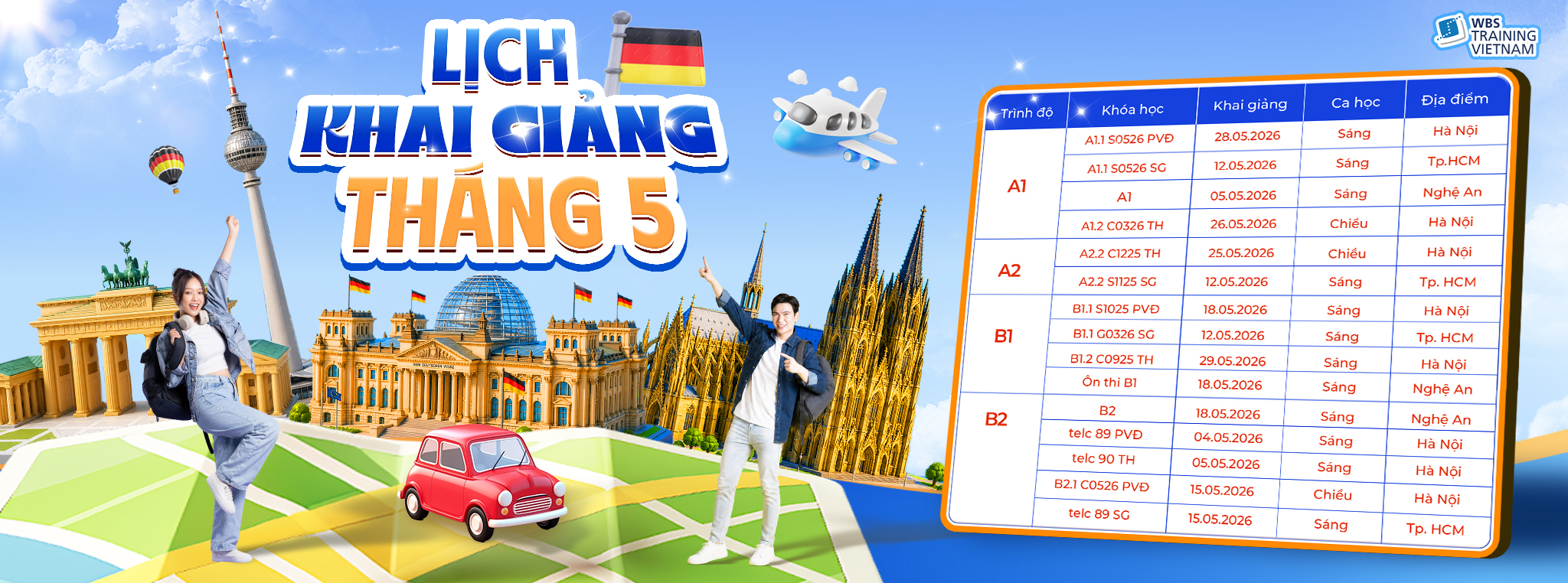 WBS TRAINING VIETNAM THÔNG BÁO LỊCH KHAI GIẢNG THÁNG 5